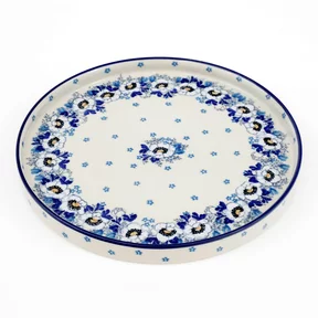 Talerz płytki z wysokim rantem E93 25,5 cm <br> 2222X Biało-niebieskie anemony